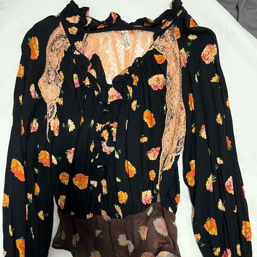 Free People Floral Bodysuit